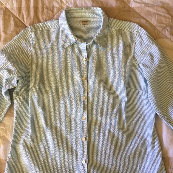 L.L.Bean Seersucker Striped Shirt - Picture 1 of 6